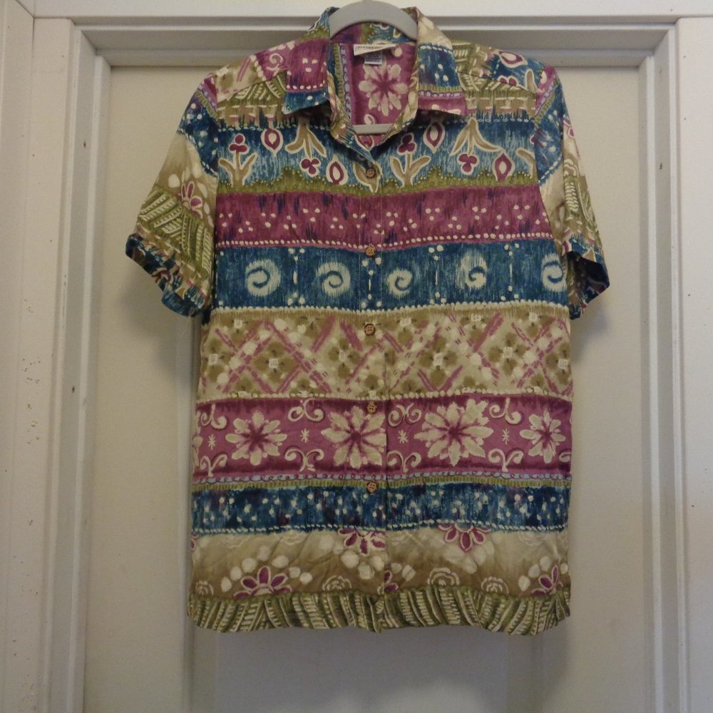 TROPICAL ISLAND  BOHO PRETTY RAYON BLOUSE 8